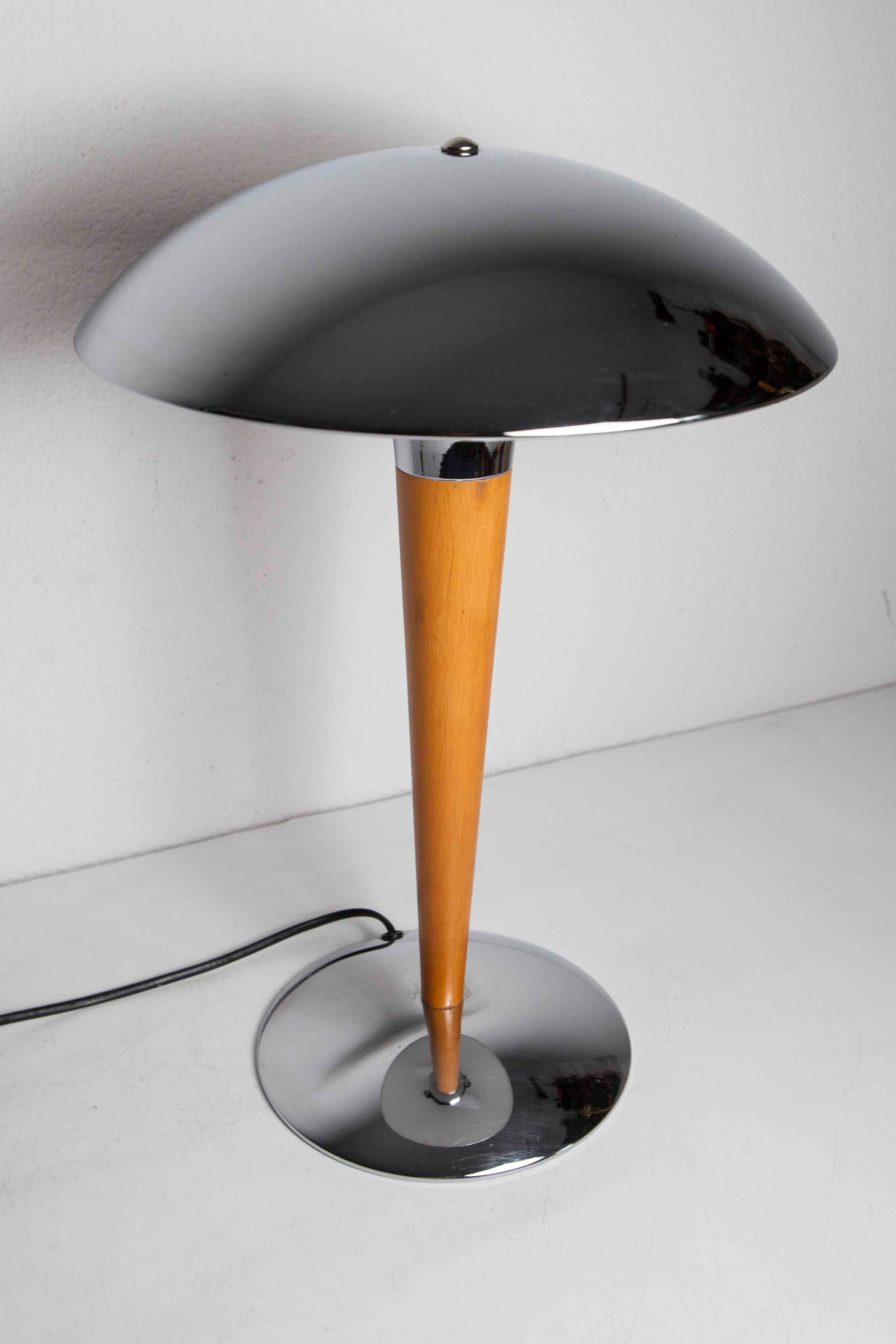 Liner lamp 1980 wood and chrome