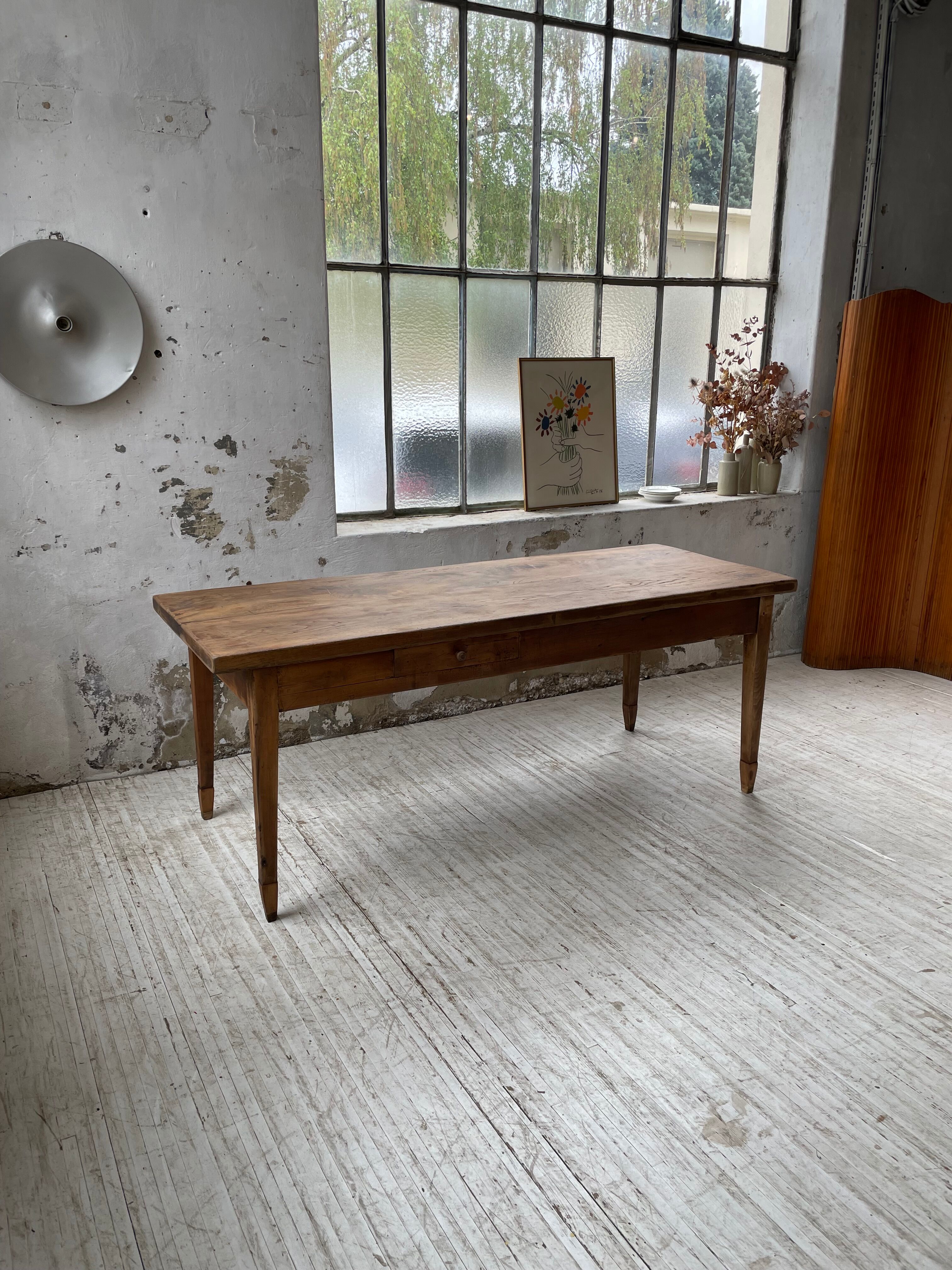 Farmhouse table in oak and walnut 2m