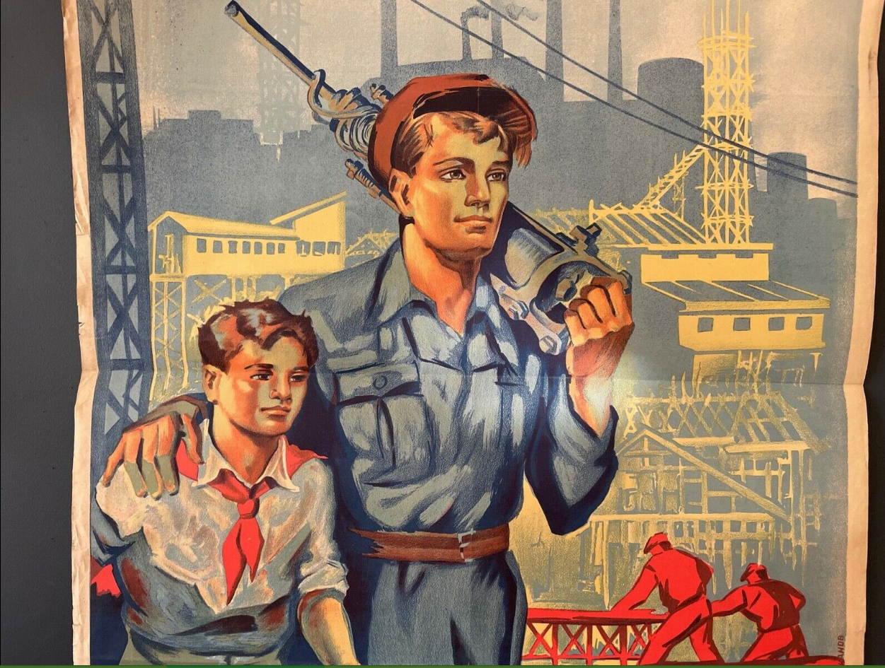 Poster Communist Propaganda Comrades Proletariat Lenin 1950