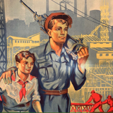 Poster Communist Propaganda Comrades Proletariat Lenin 1950