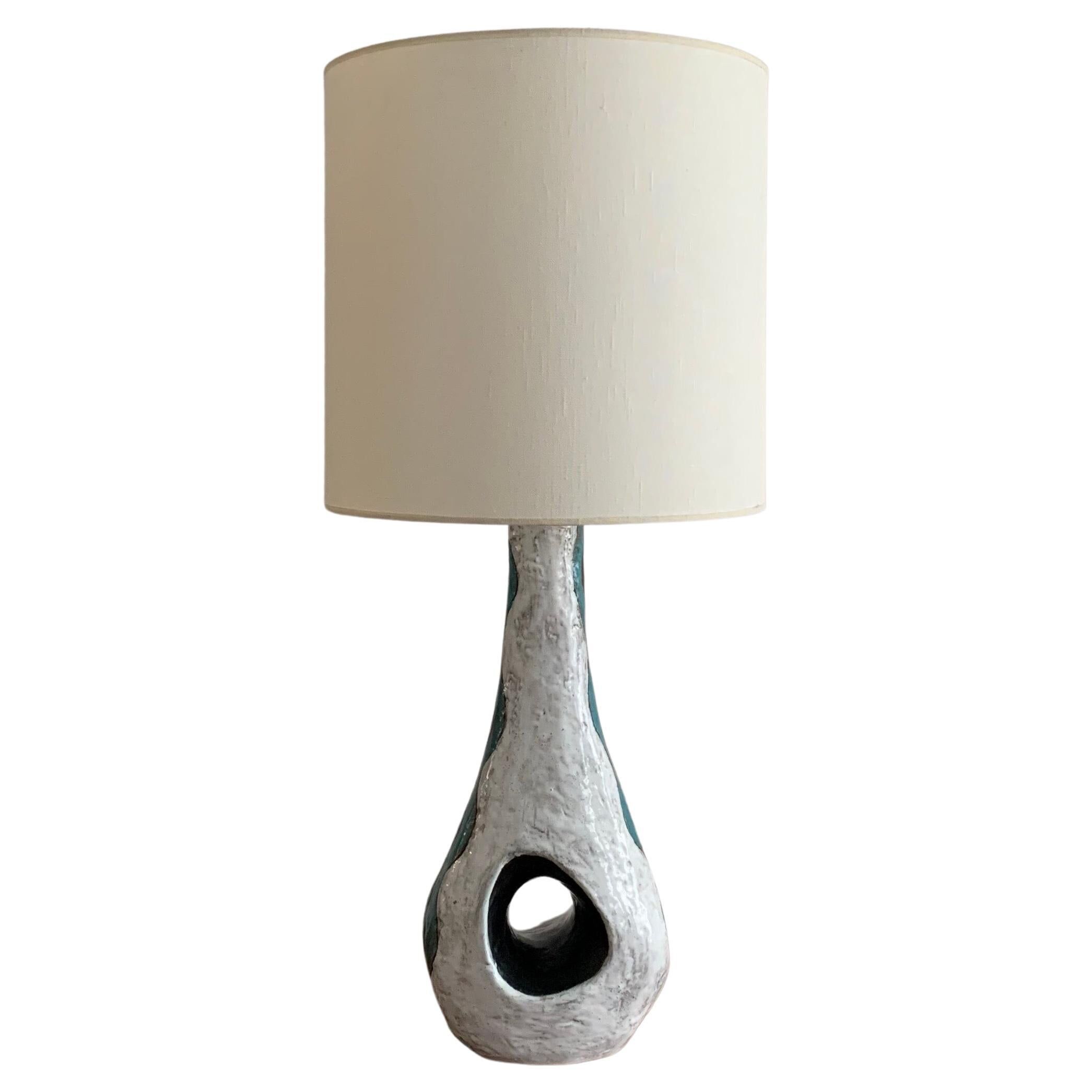 Asymmetrical ceramic lamp Vallauris France 1950, signed, unique