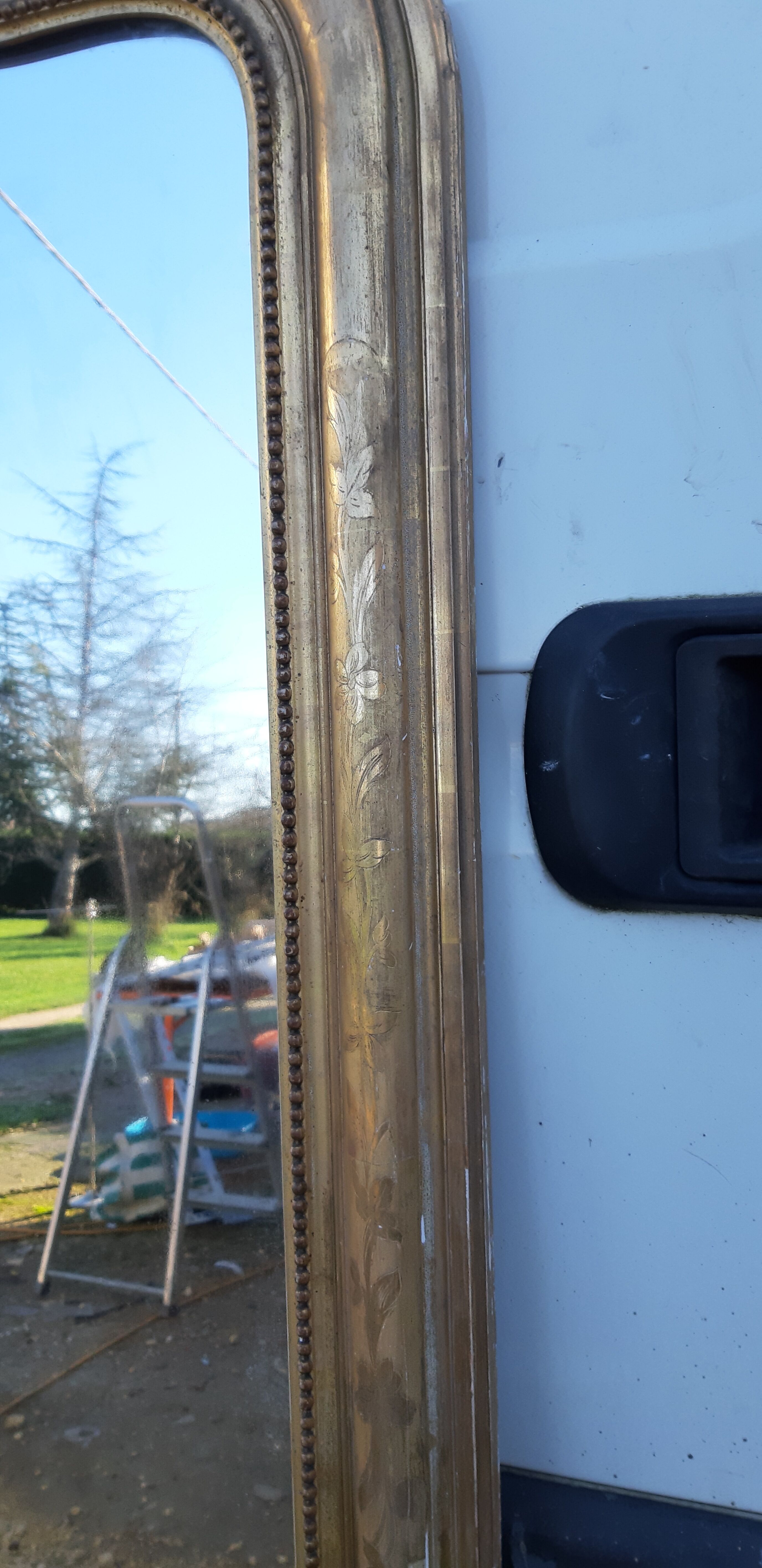 Mirror 19th , Wood and gilded stuk