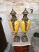 Pair of large covered vases - 60cm - yellow earthenware