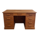 Large executive desk in solid oak – 9 drawers – English style – 130 cm