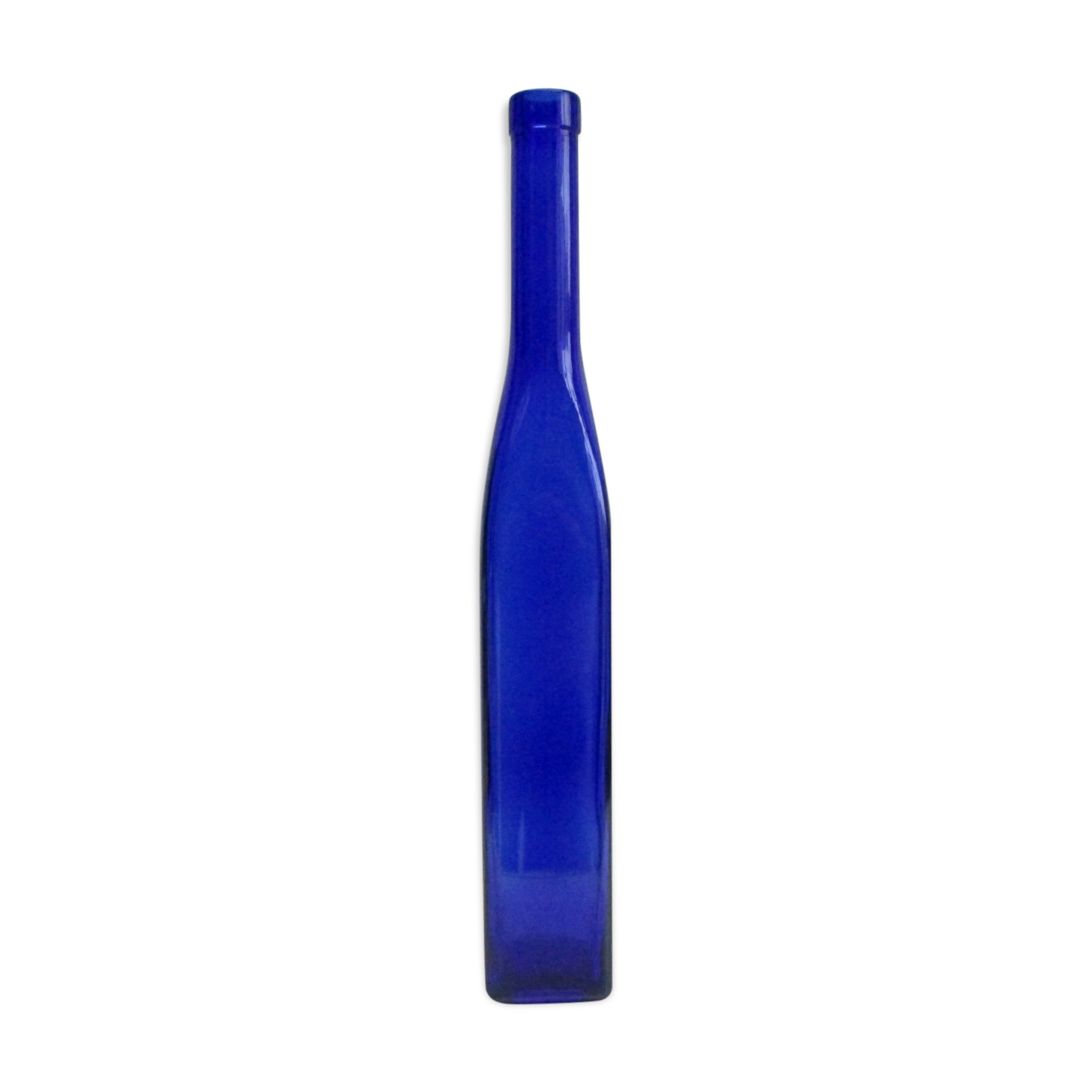 Blue glass bottle, square