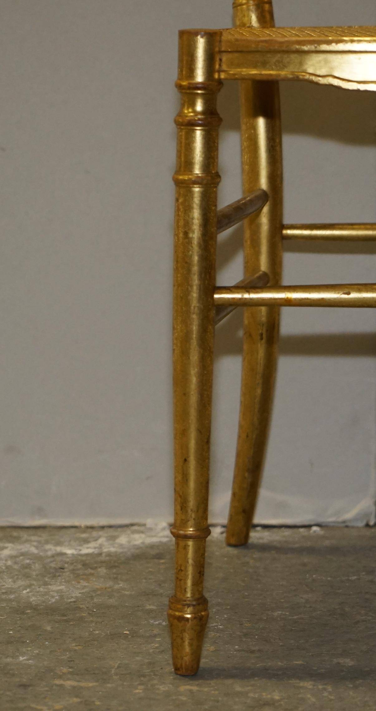 Spencer family gilded wooden bergère bench chair