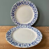 Set of two low vintage Sarreguemines earthenware compote bowls