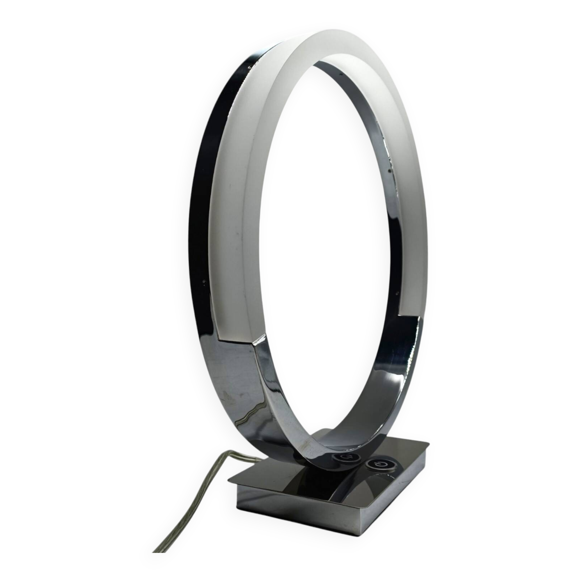 Lampe de table moderniste européenne des années 1990 – design élégant en chrome et led