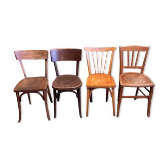 Set 4 vintage mismatched bistro chairs 50