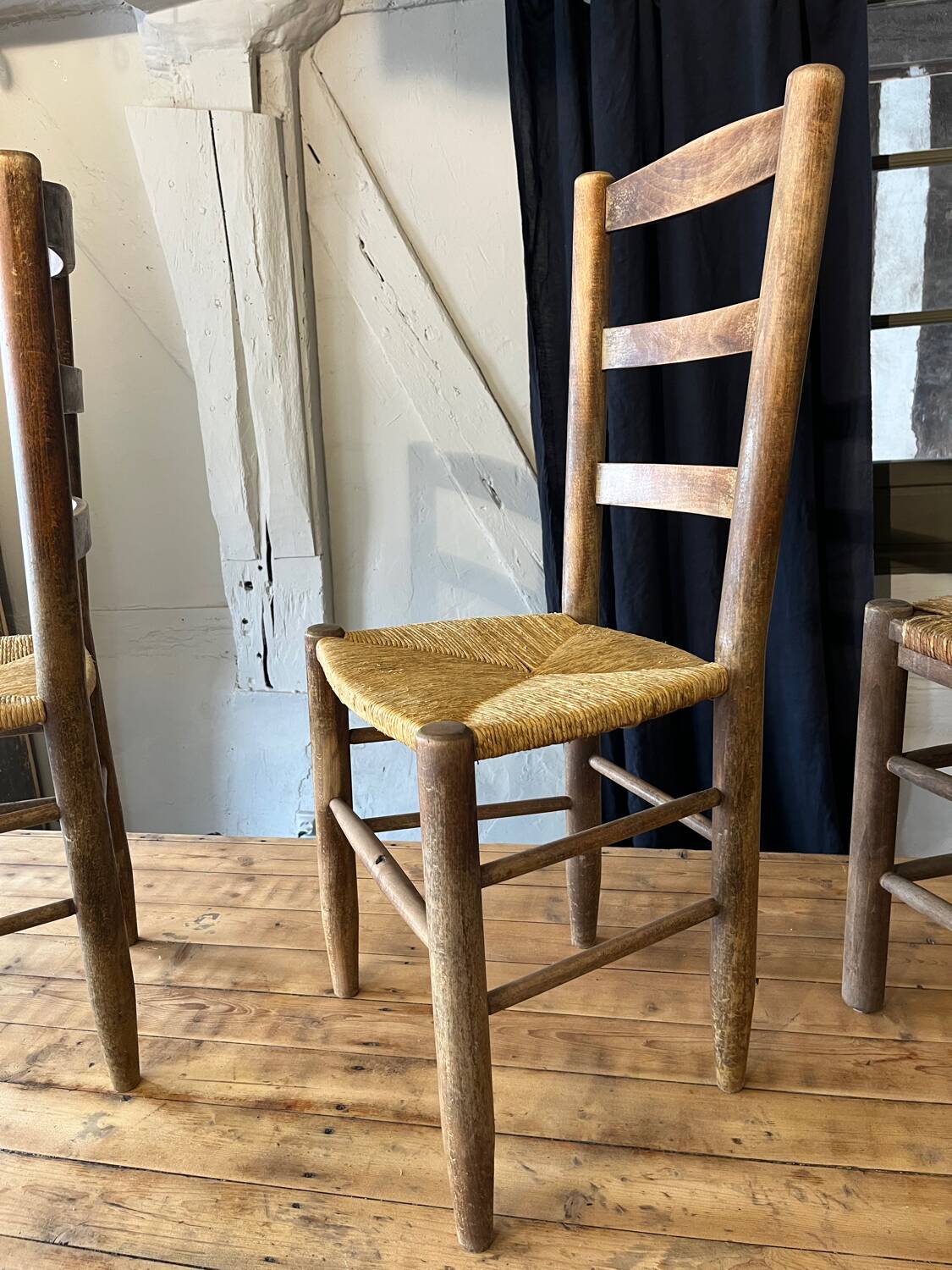 Lot of 6 straw chairs from the end of the 19th century