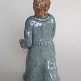 Vintage woman sculpture in glazed stoneware, signed.
