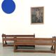 Pair of communal benches in solid oak, 1950s.