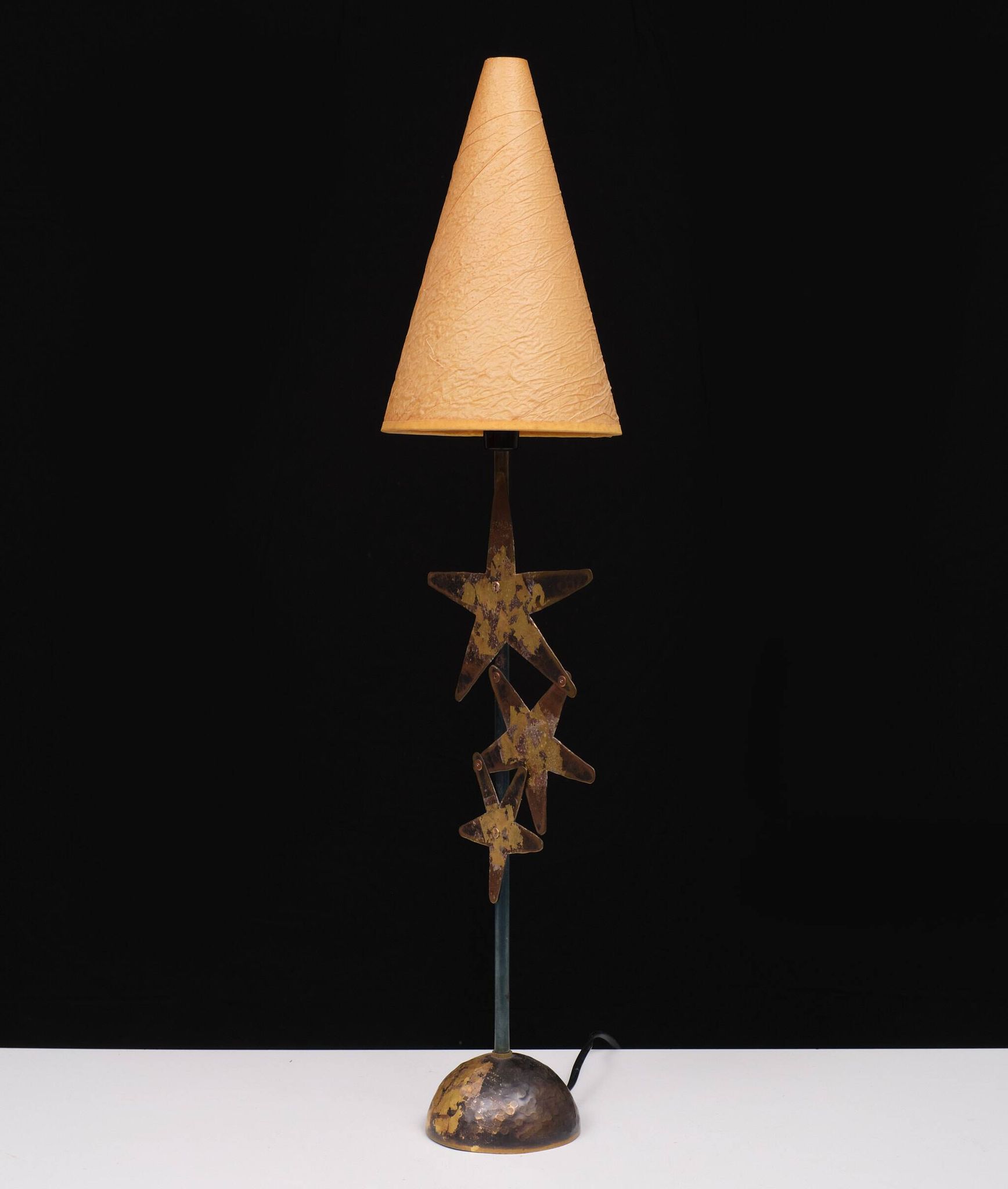 Lampe de table faite main en laiton Robert Kostka 1980 France