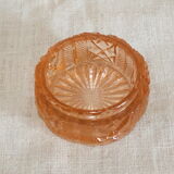 Pink tinted molded crystal powder box