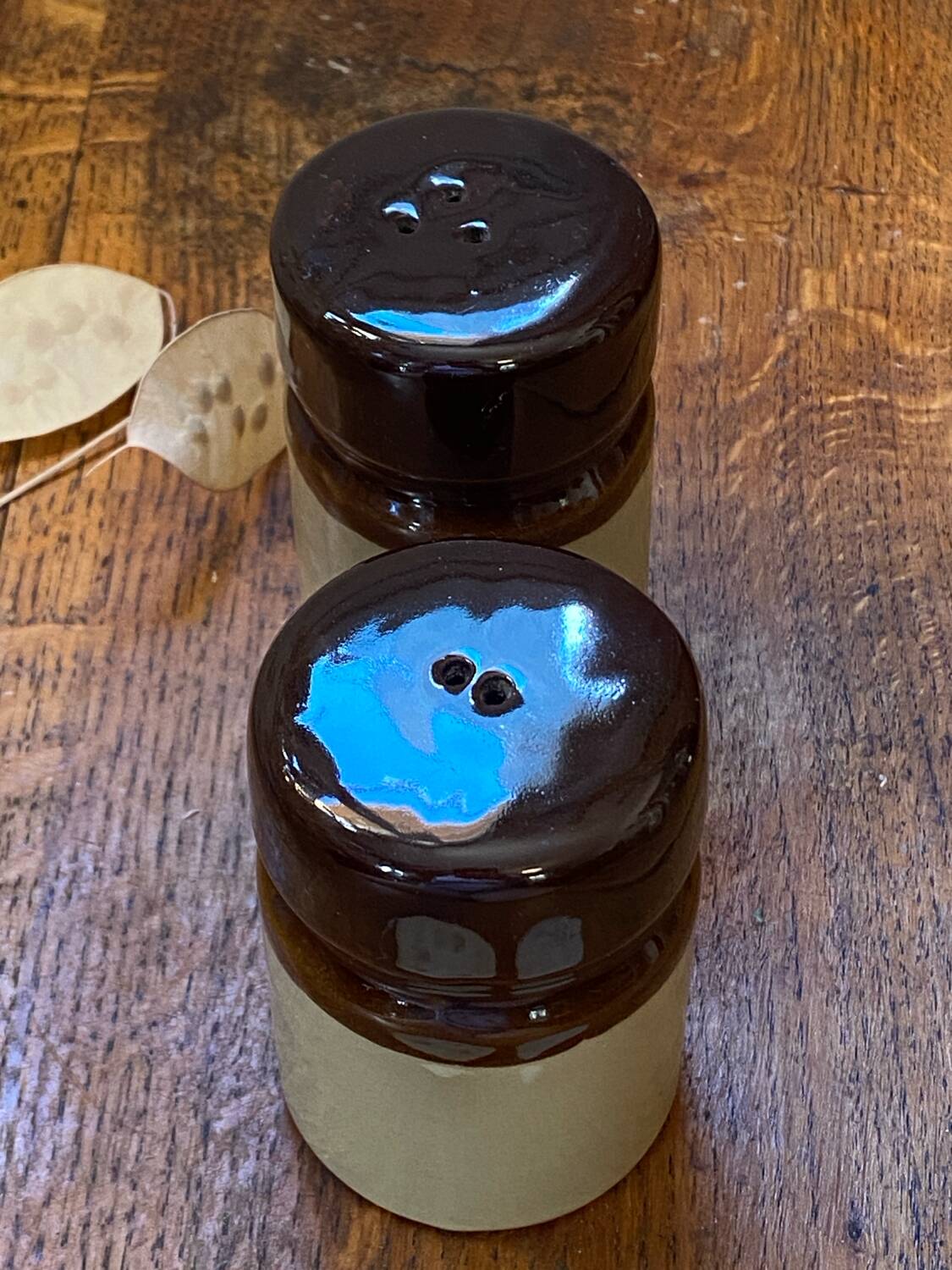 Glazed stoneware salt and pepper shakers, 1970s