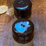 Salière et poivrier en grès vernissé, années 70