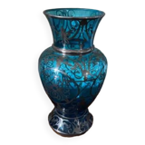 Ancient Venice vase in blown glass enamelled Murano decoration in silver