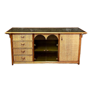 enfilade vintage en rotin,