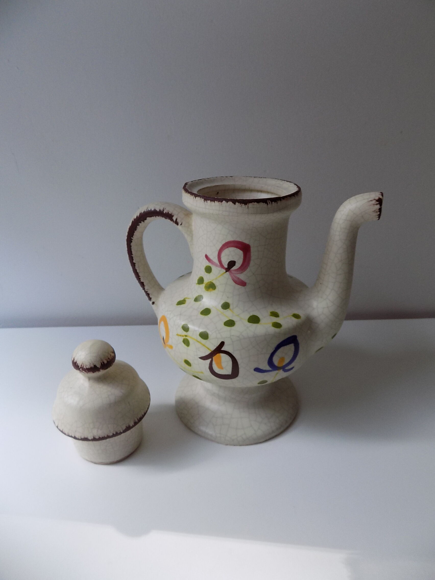 Vintage Puisaye stoneware pitcher
