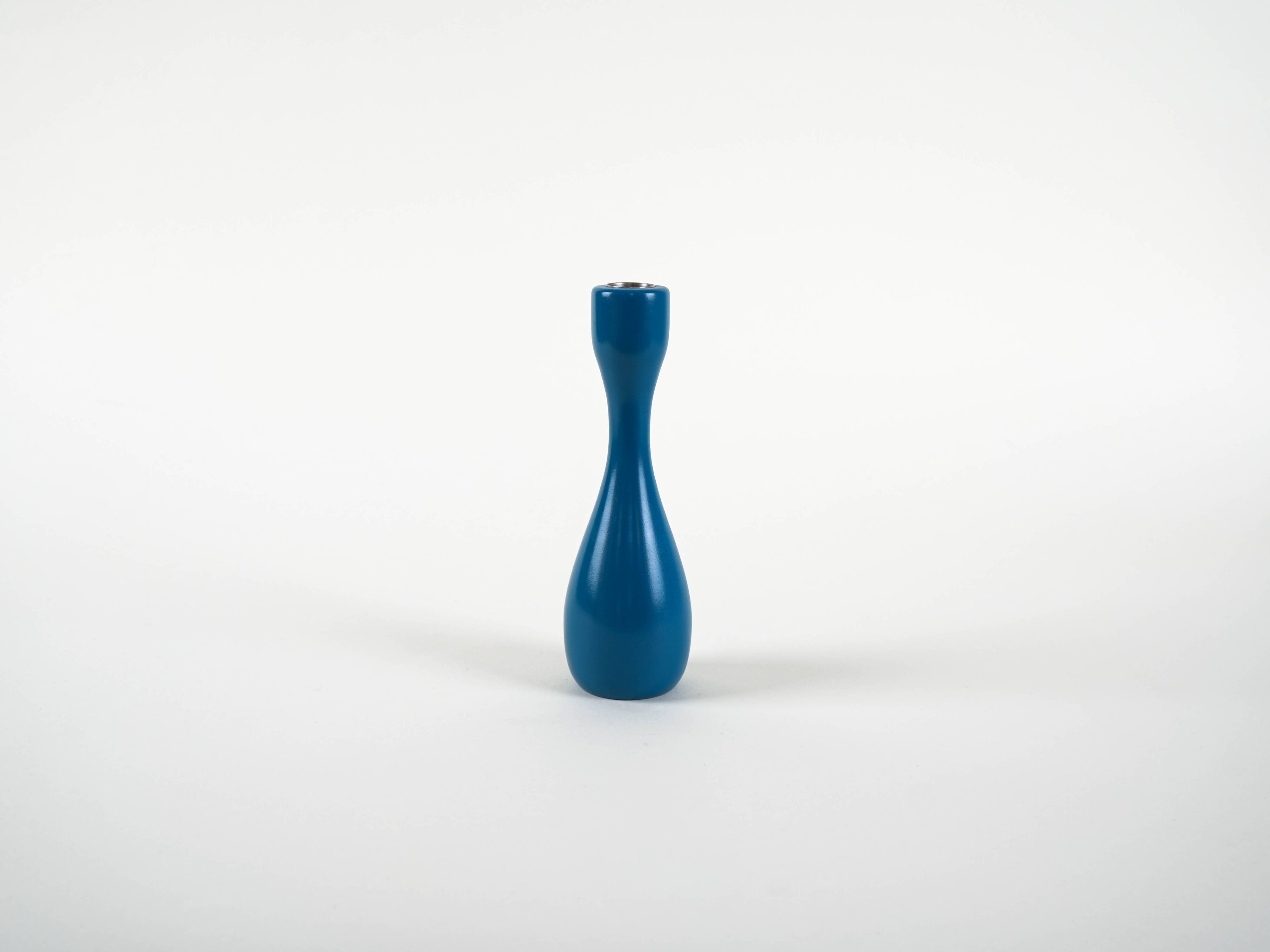 Blue candlestick, Danish design, 1970s, made in Denmark