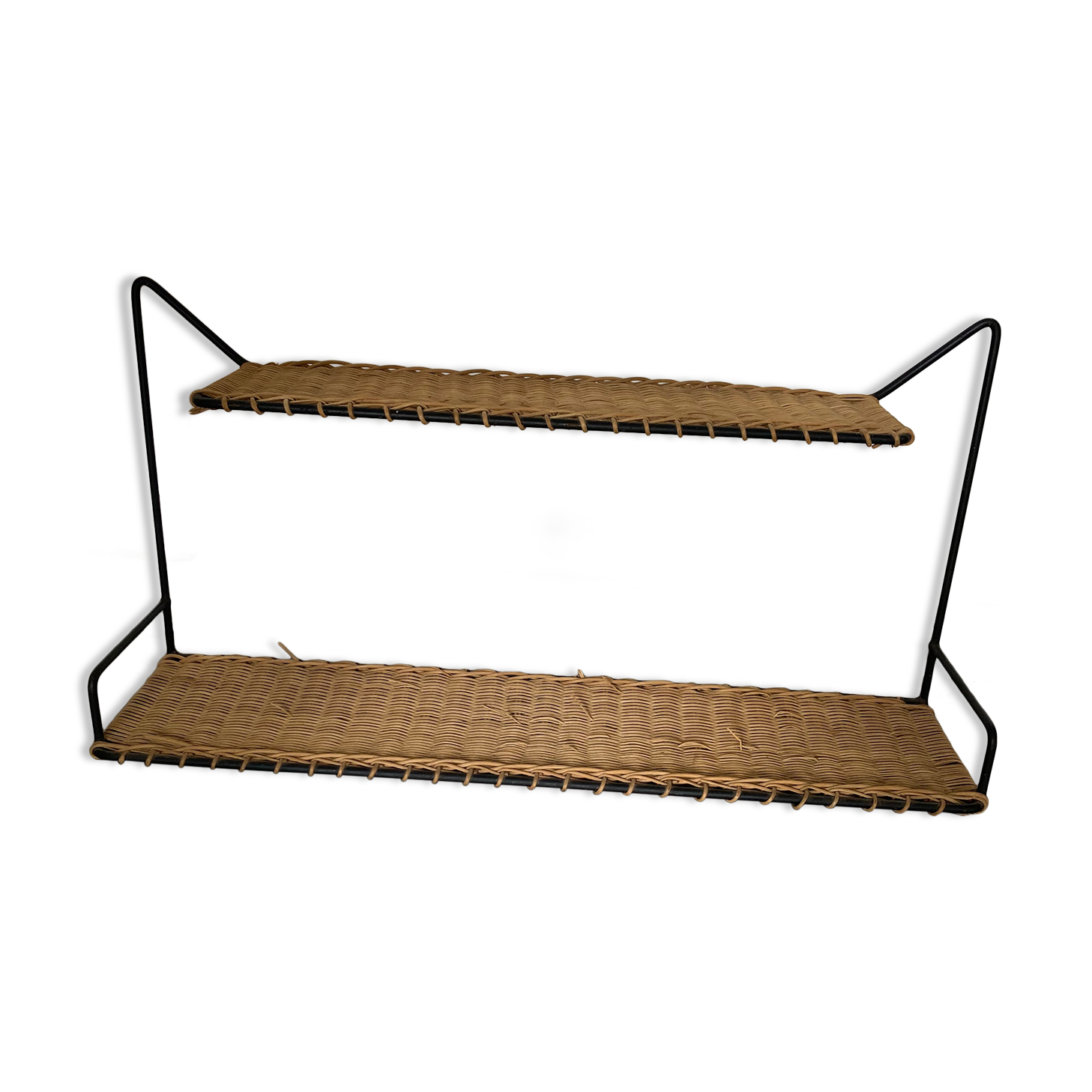 Black lacquered wicker shelf