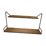 Black lacquered wicker shelf