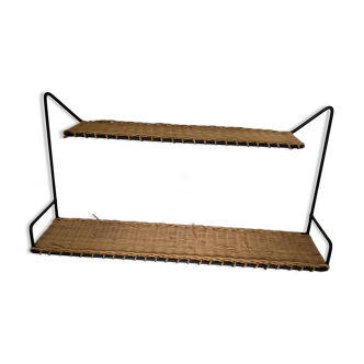 Black lacquered wicker shelf