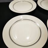 Set of 6 old flat plates with silver edging