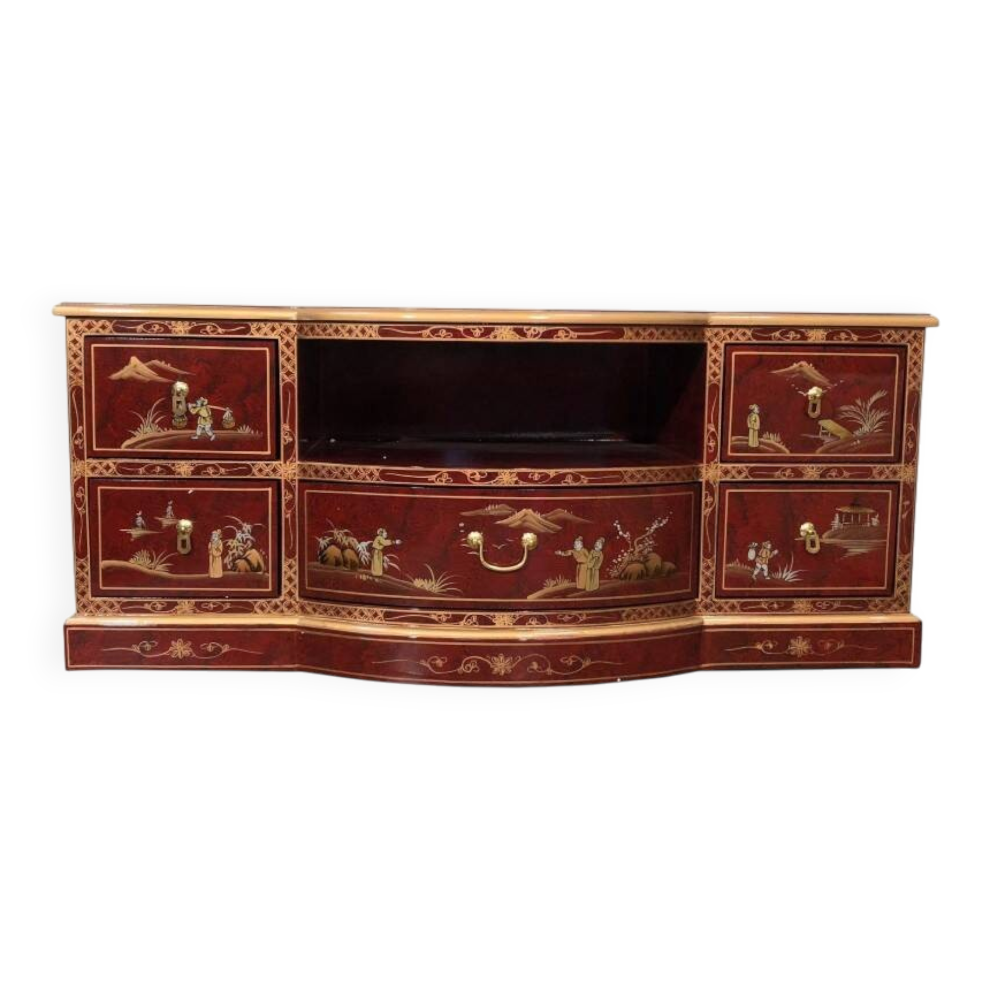 Dark red Chinese TV cabinet 122 cm