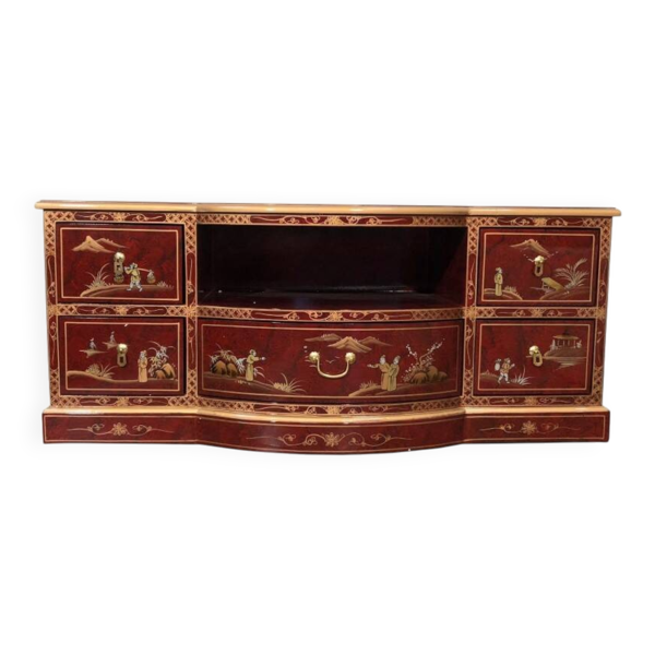 Meuble TV chinois rouge foncé 122 cm
