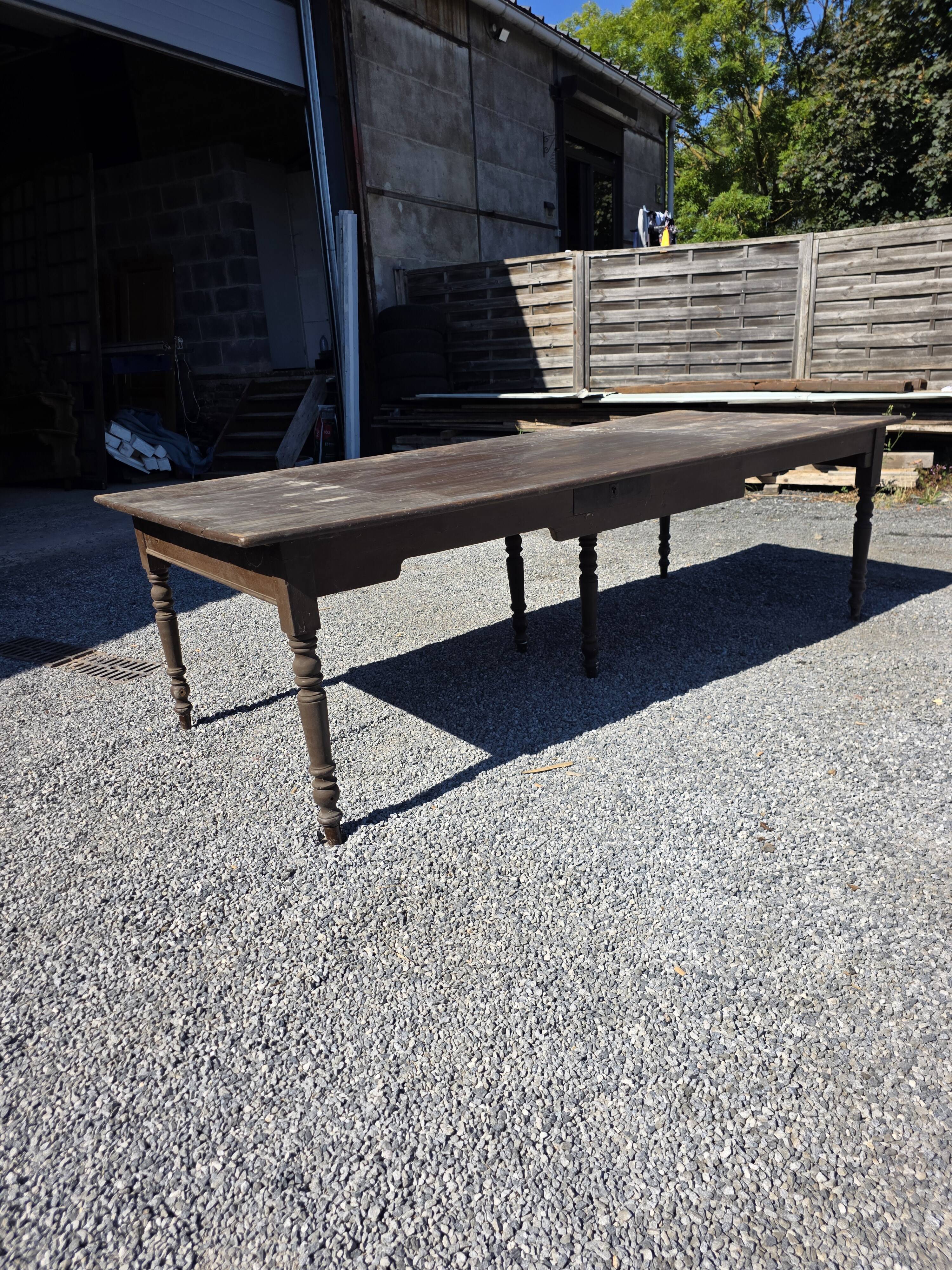 Table de ferme ancienne XXL , 268 × 110cm