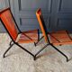Suite of 4 folding armchairs scoubidou red and tubular black 1960