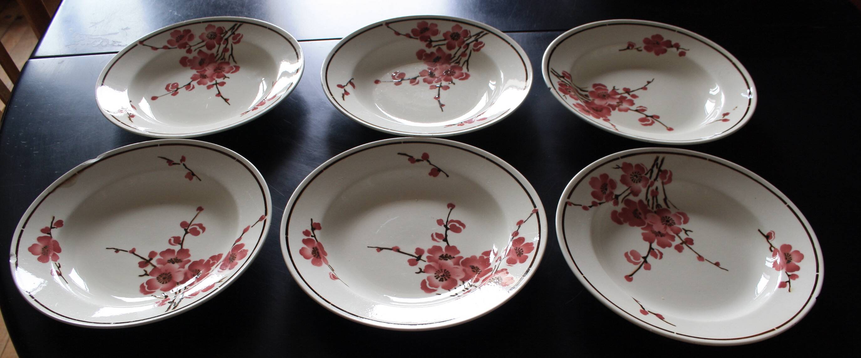 Set of 6 Terre de Fer St Amand "cherry" deep plates