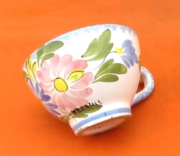 Quimper Keraluc France floral decorated cider bowl cup