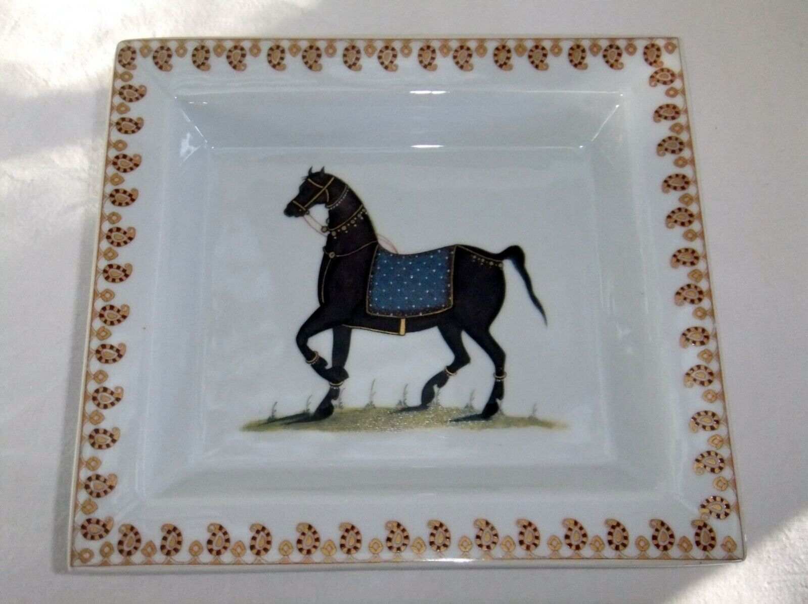 Flat cup empty pocket Jean Dange paris horse porcelain
