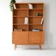 Bibliothèque de rangement vintage scandinave en chêne