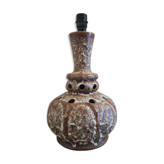 Pied de lampe en grès ajouré double éclairage vintage