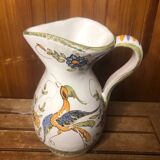 Old moustiers white ceramic pitcher vintage painted decor