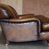 Howard & Son leather canapé, restored vintage, 3-seater