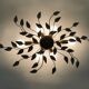 Vintage ceiling light in gold metal with foliage decoration. 6-light ceiling light.