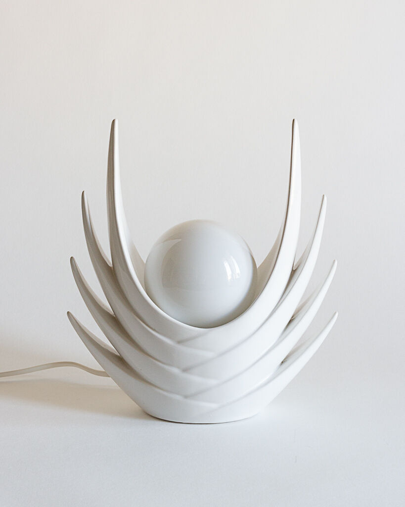 Organic white ceramic lamp, Italy, 70s