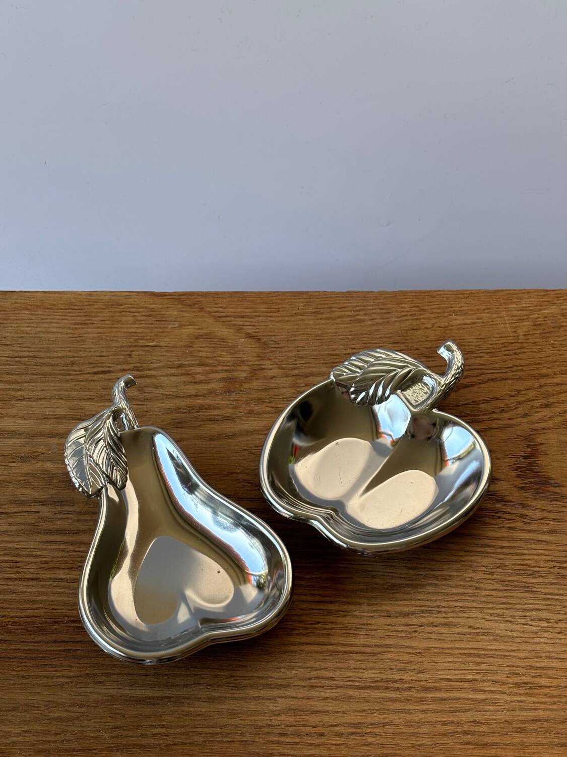 Coupelles vintage en métal argenté « Pomme Poire »