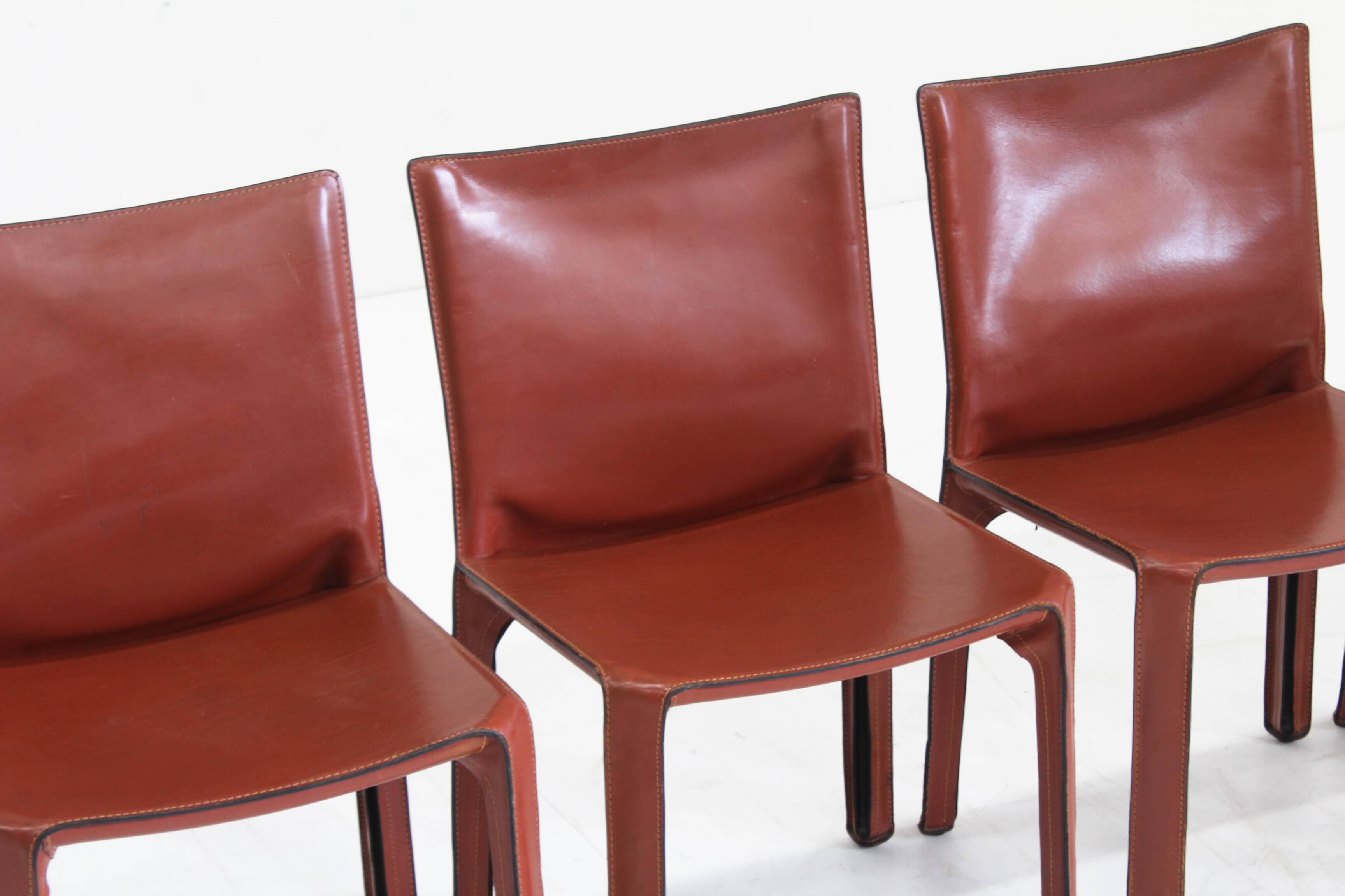 Cassina Cab 412 dining Chairs by Mario Bellini Italy , set of 4