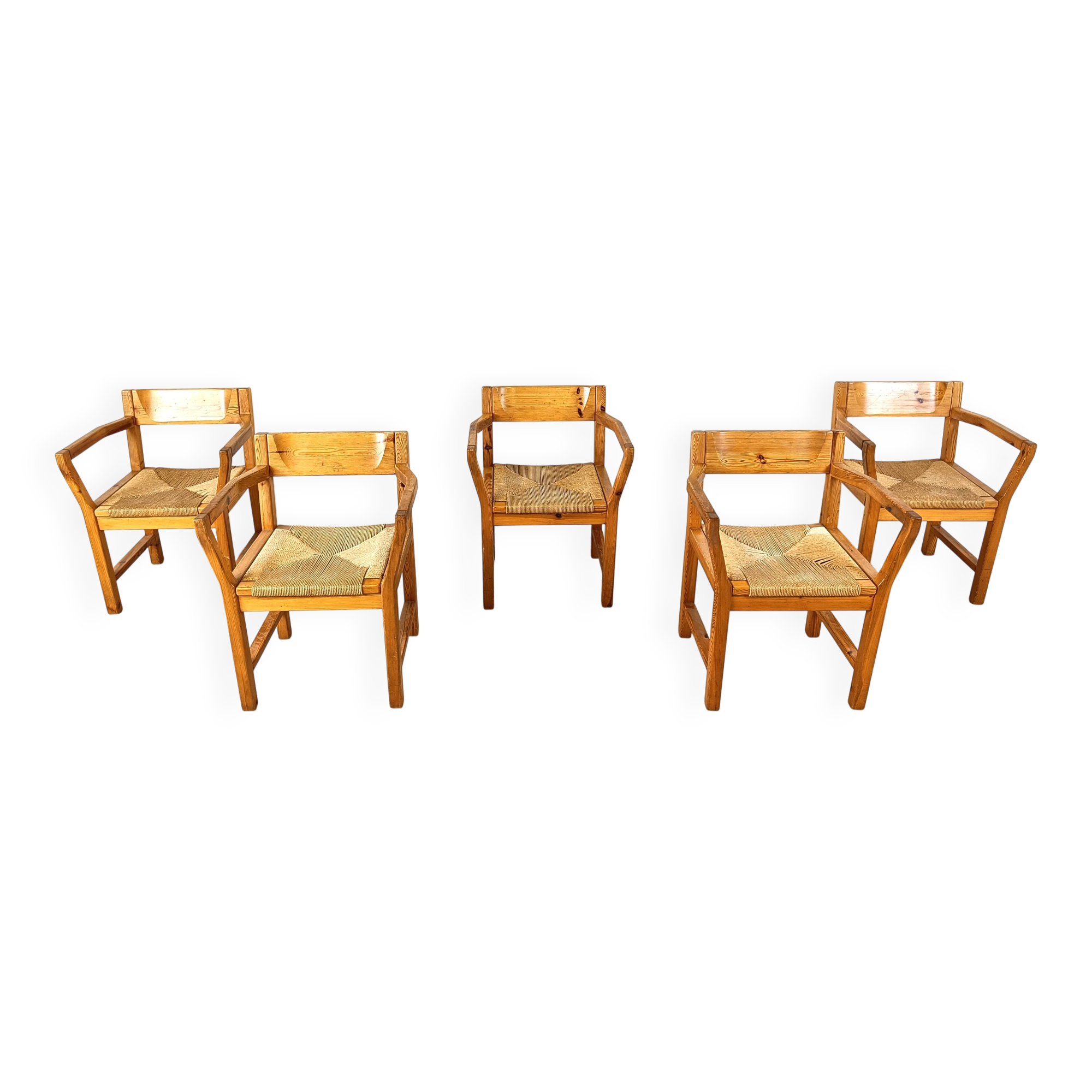 Vintage scandinavian pine wood dining chairs, 1960s by GM Mobler