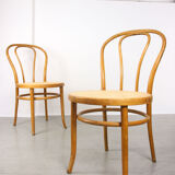 Vintage wide bentwood and cane chairs, set of 2