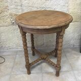 Round wooden side table