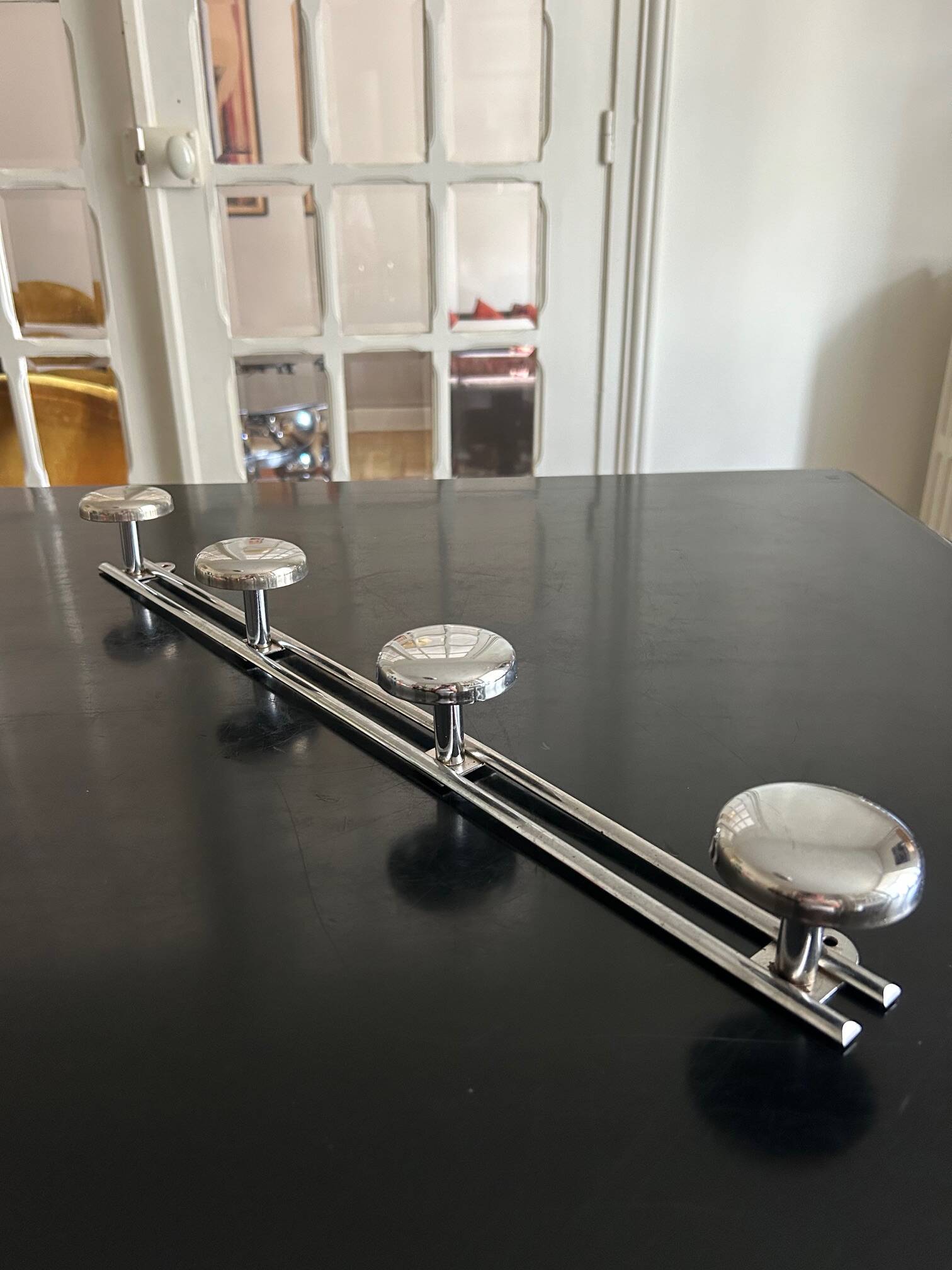 old chrome metal coat rack