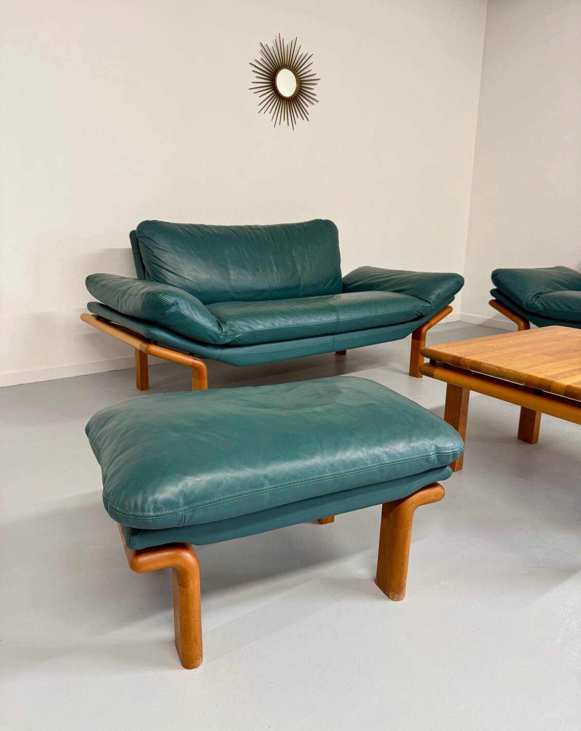 Salon complet canapé cuir teck design scandinave Komfort Danish