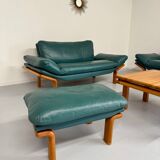 Salon complet canapé cuir teck design scandinave Komfort Danish