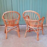 Pair of rattan armchairs